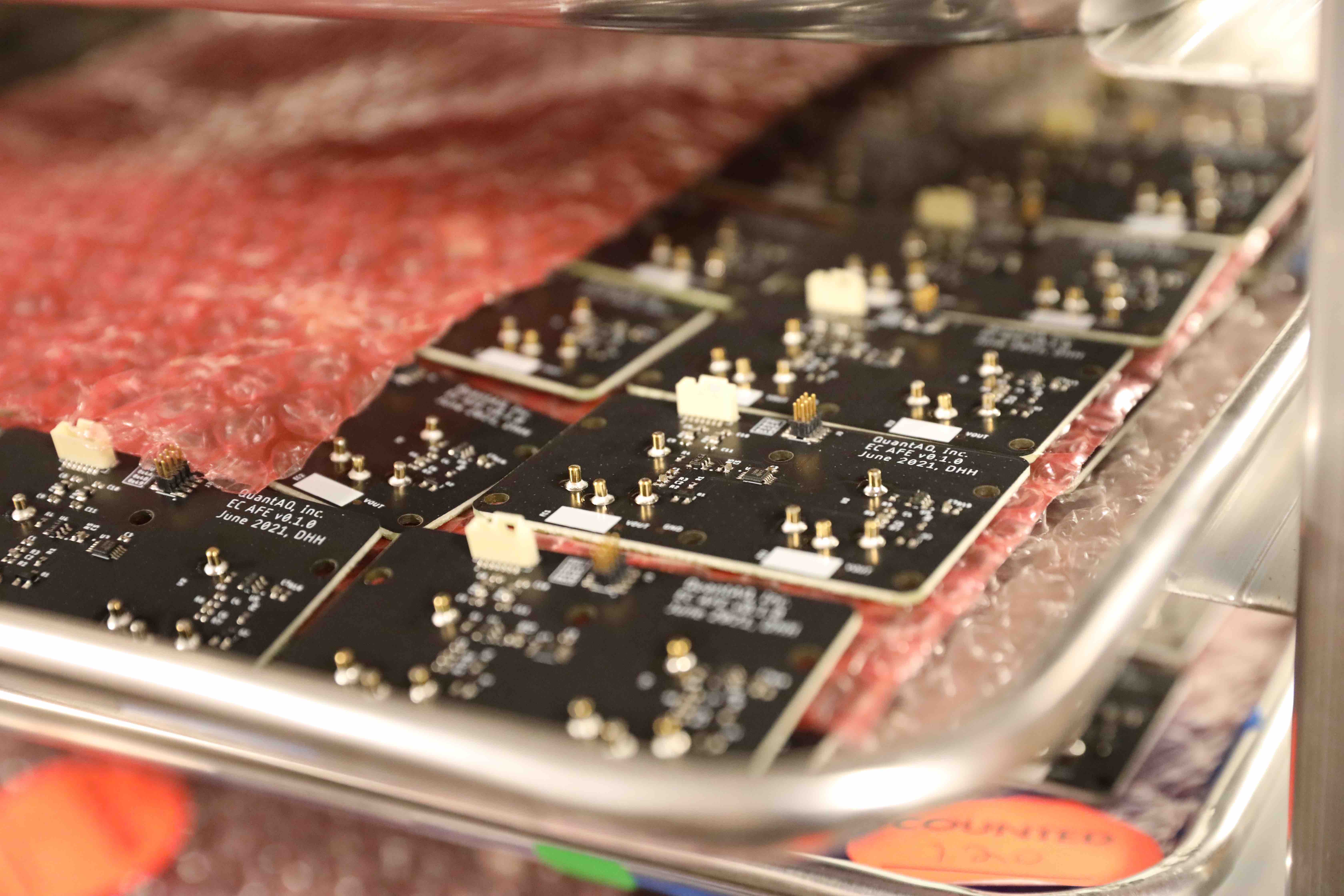 tray of sensor circuit boards